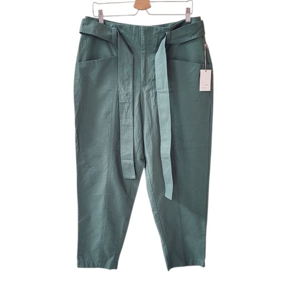 a new day Pants - A NEW DAY Stretch High Rise Taper Ankle Tie Front Pant In Olive Size 14
